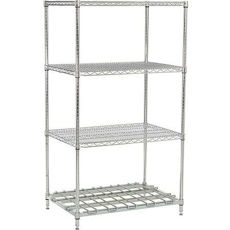 Poly-Z-Brite, 4 Tier, Wire Shelving Unit, 1 Heavy Duty Shelf, 48W X 24D X 63H